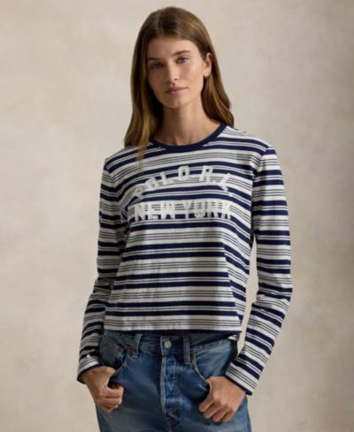 Женская трикотажная футболка Polo Ralph Lauren в полоску