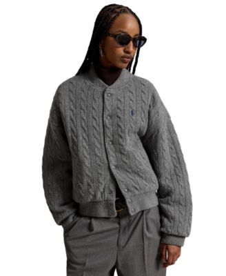Polo Ralph Lauren Women's Cable-Knit Logo Button Jacket