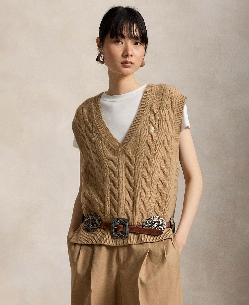 Polo Ralph Lauren Women's Sleeveless V-Neck Wool-Cashmere Sweater Vest