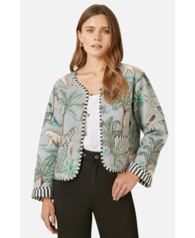 Yumi Women's Animal Reversible Cropped Quilted Jacket