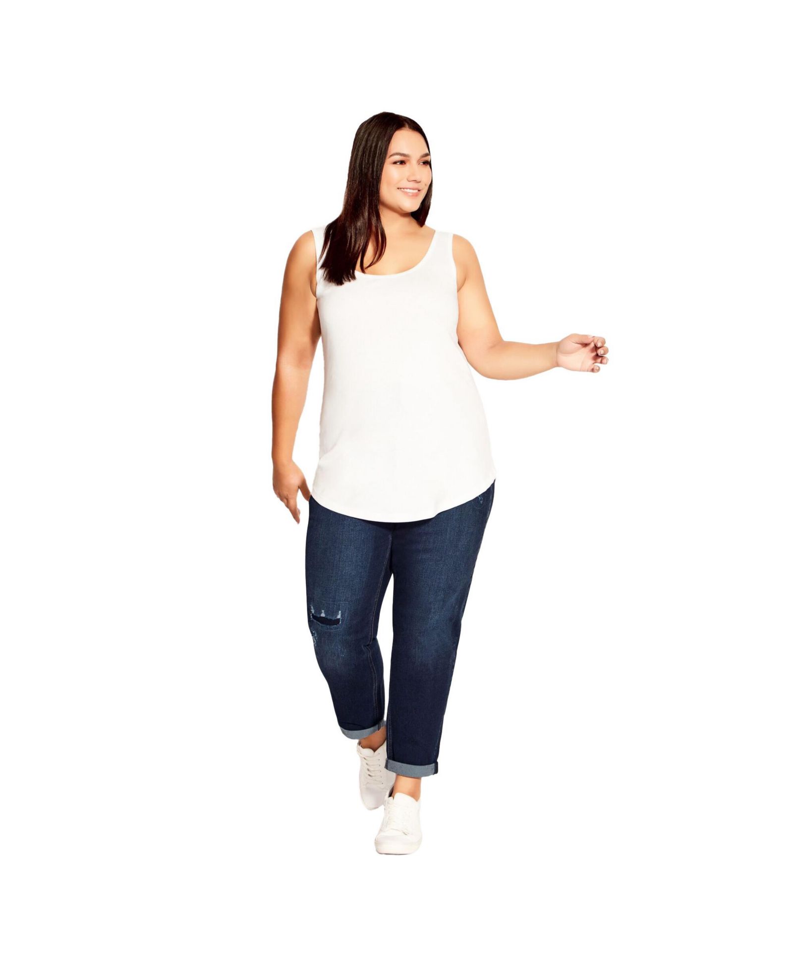AVENUE Женские джинсы Girlfriend Rip Plus Size