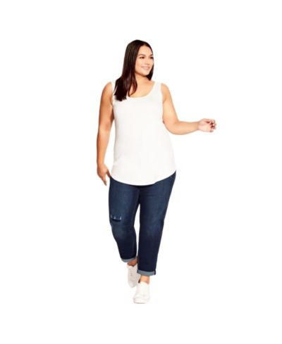 AVENUE Женские джинсы Girlfriend Rip Plus Size