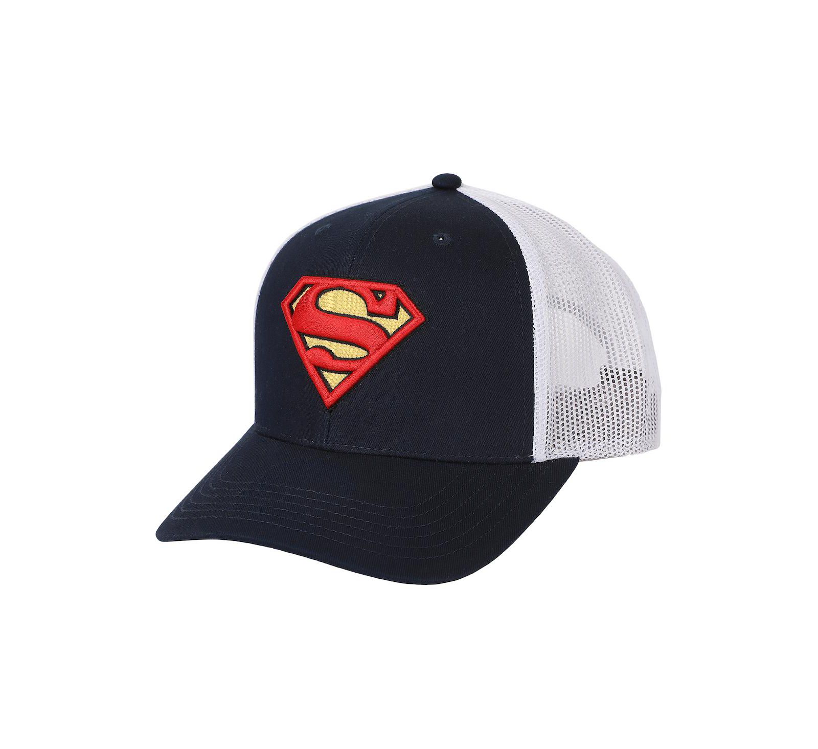 Superman Men's 3D Embroidered Logo Navy Trucker Hat