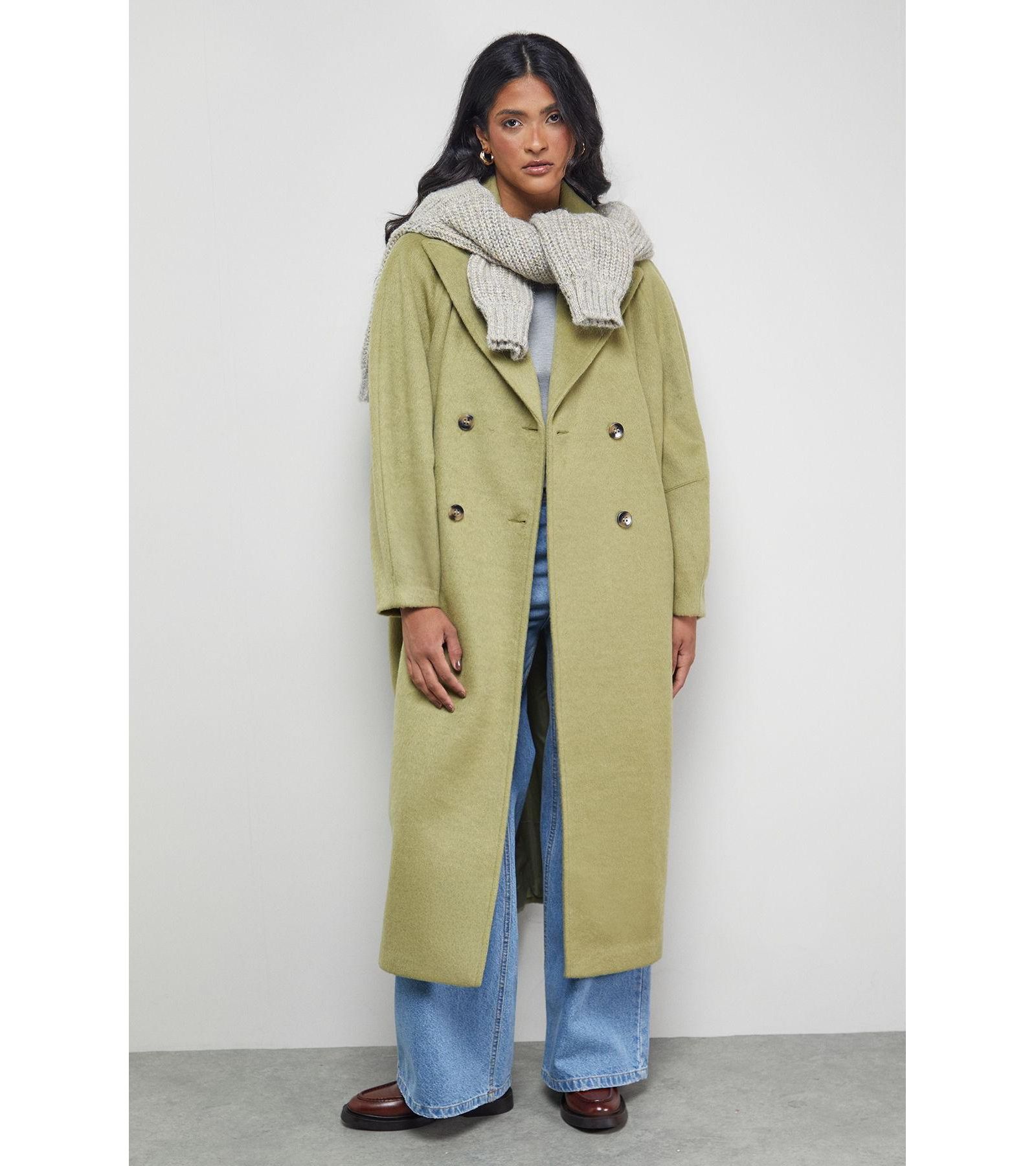 Warehouse Women's Oversized Pleat Back Detail Maxi Coat