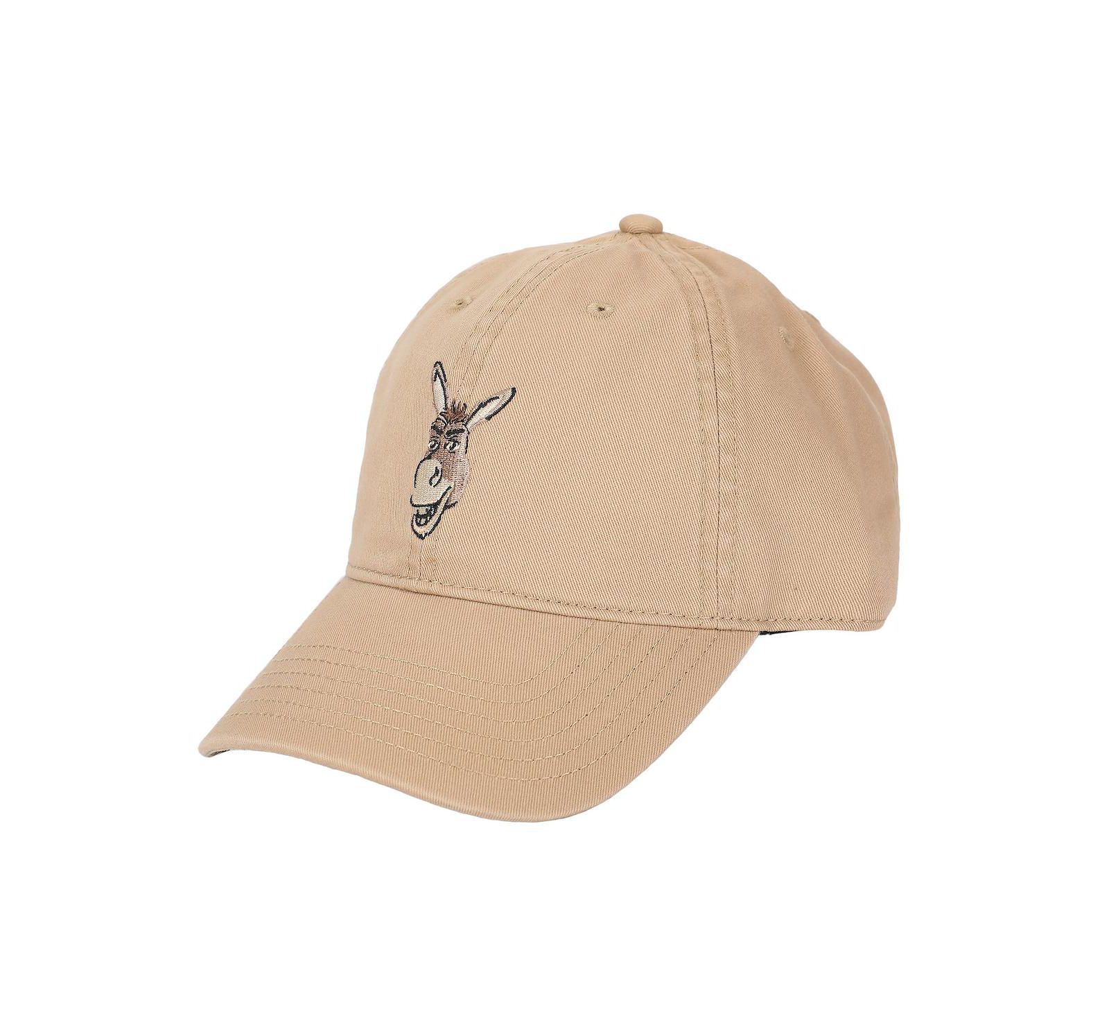 Shrek Men's Embroidered Donkey Face Tan Unstructured Baseball Cap