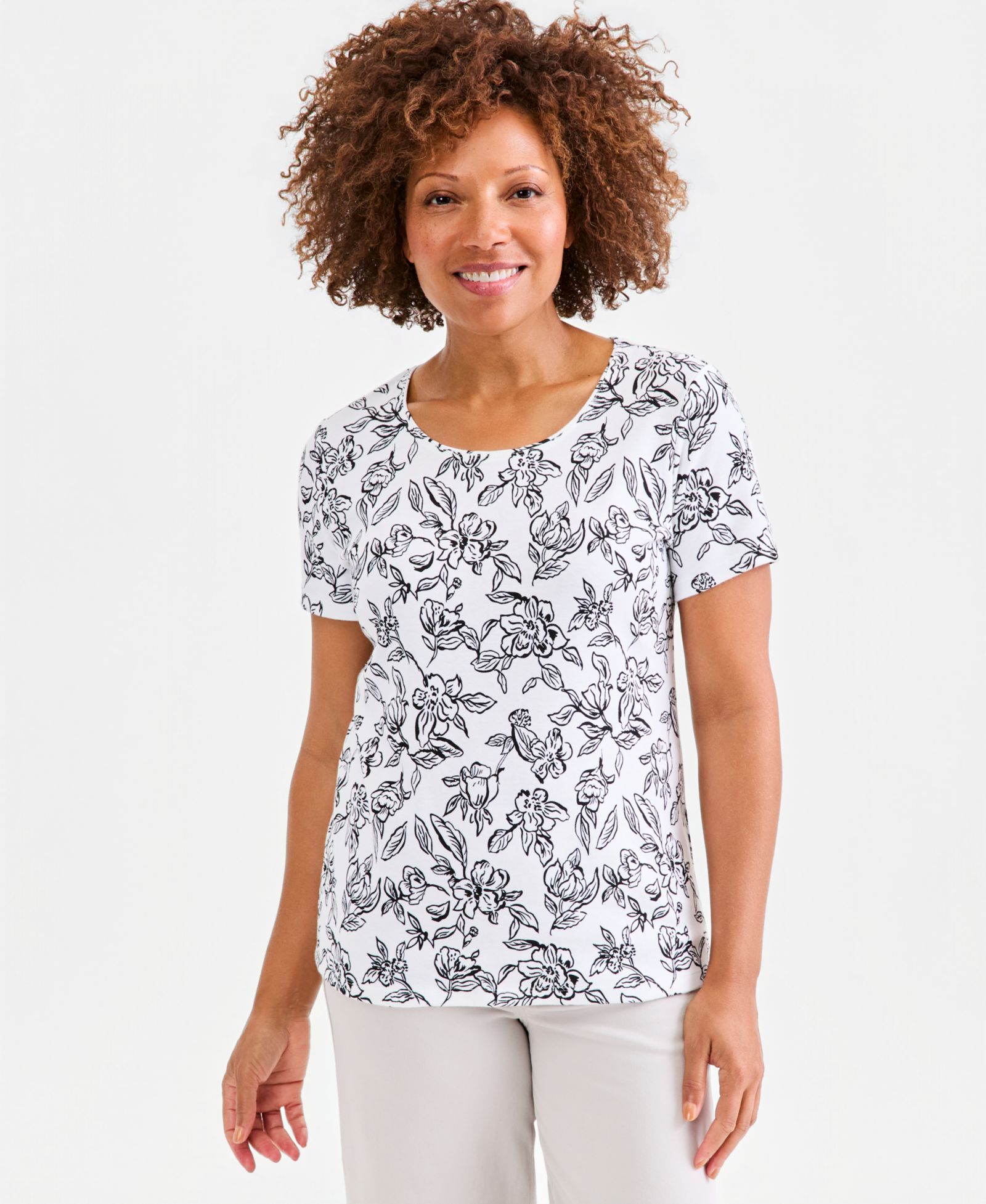 Style & Co Petite printed scoop neck топ