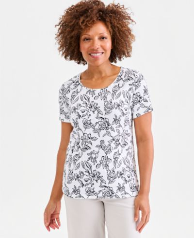 Style & Co Petite printed scoop neck топ