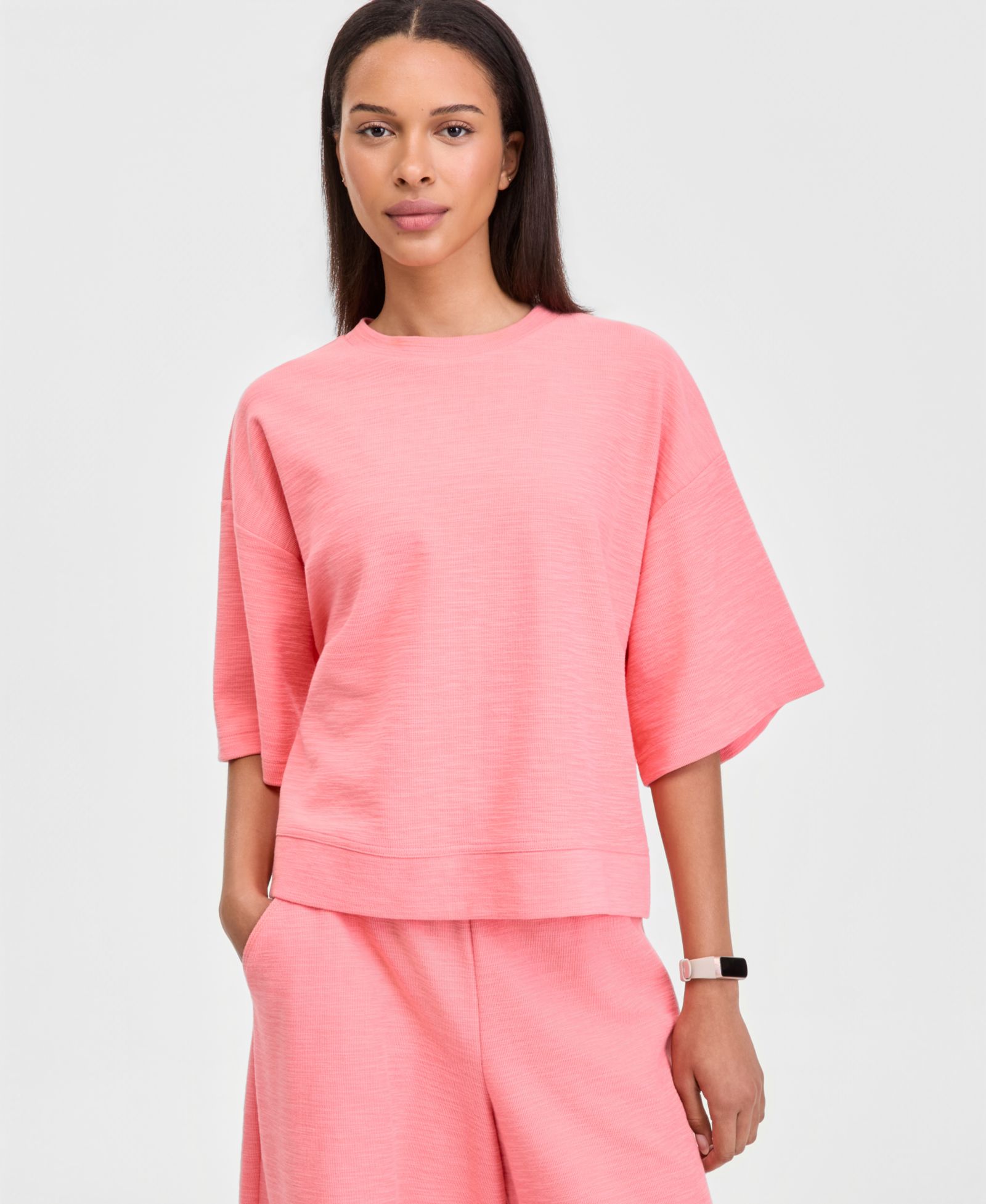 ID Ideology Women's Rub Slub Short-Sleeve Top, Macy's Exclusive