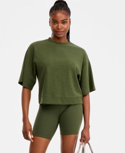 ID Ideology Women's Rub Slub Short-Sleeve Top, Macy's Exclusive
