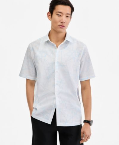 Alfani Мужской Danny Abstract Print Short-Sleeve Button-Up Shirt