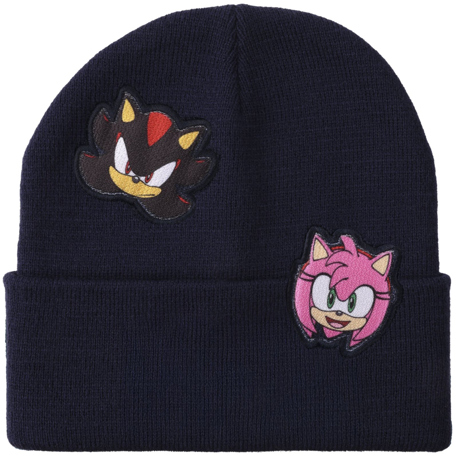 Sonic The Hedgehog Men's Printed Character Patches Navy Cuff Beanie