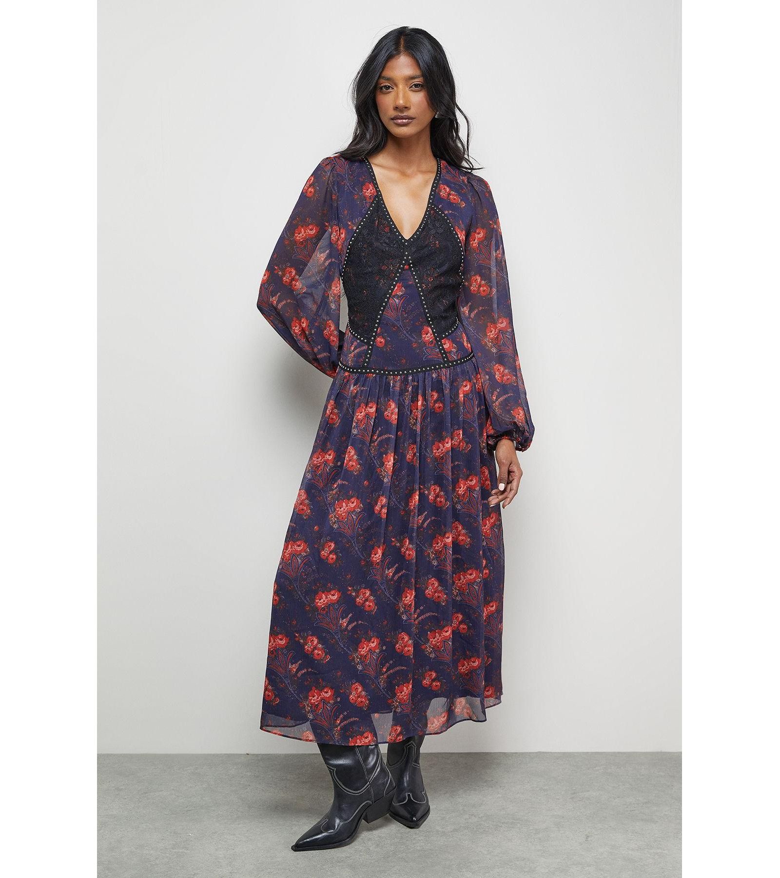 Женское платье Warehouse Plunge Neck Pleated Maxi