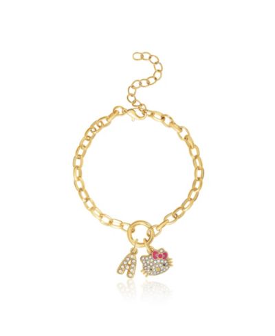 Браслет Hello Kitty Initial Crystal Charm, Gold-Tone