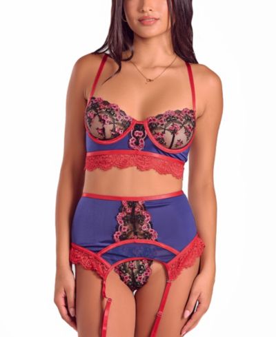 iCollection Женский комплект нижнего белья из 3 предметов: бралетт и подвязки в стиле Gypsy Lace