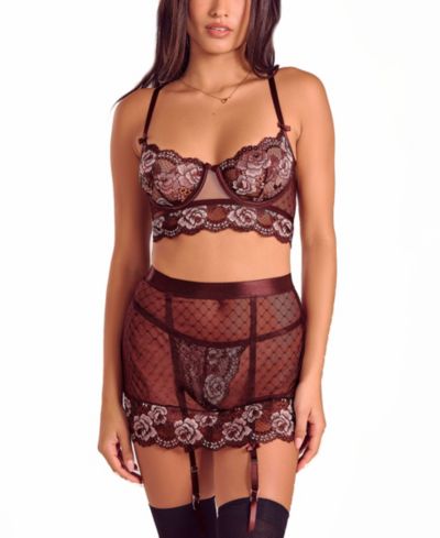 iCollection Женский комплект белья из французского кружева (бюстгальтер, юбка, трусики)