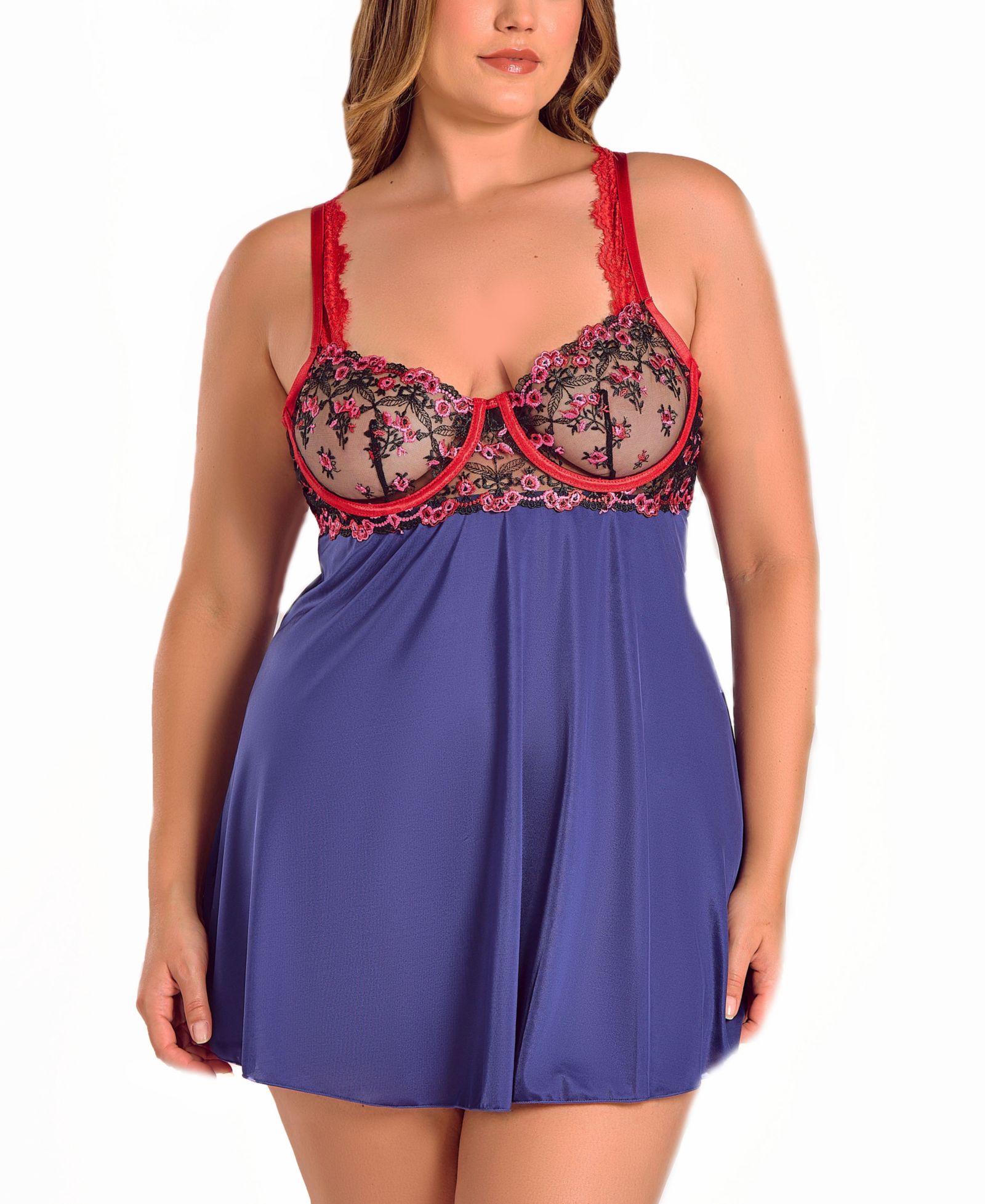 iCollection Plus Size комплект нижнего белья Babydoll из кружева Gypsy и микрофибры