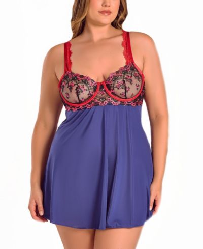 iCollection Plus Size комплект нижнего белья Babydoll из кружева Gypsy и микрофибры