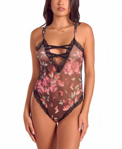 Женское боди iCollection Floral lace Up Lingerie