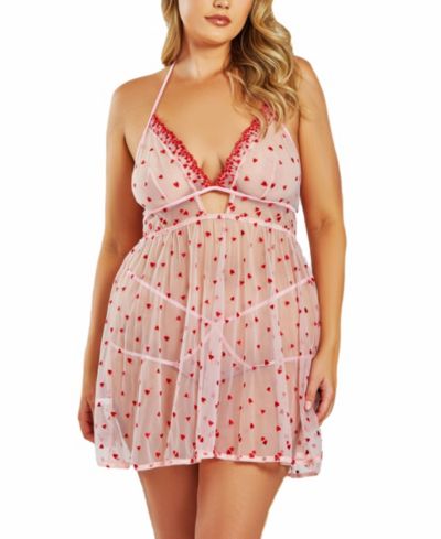 Комплект нижнего белья iCollection Plus Size Hearts and Lace Babydoll Lingerie Set