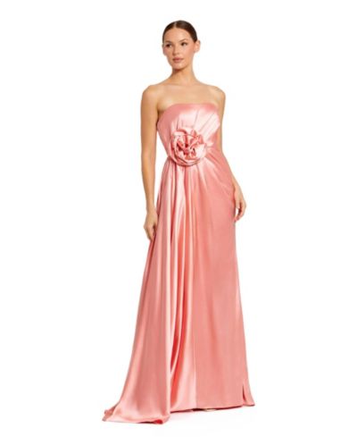 Mac Duggal Женское вечернее платье из атласа с 3D цветами