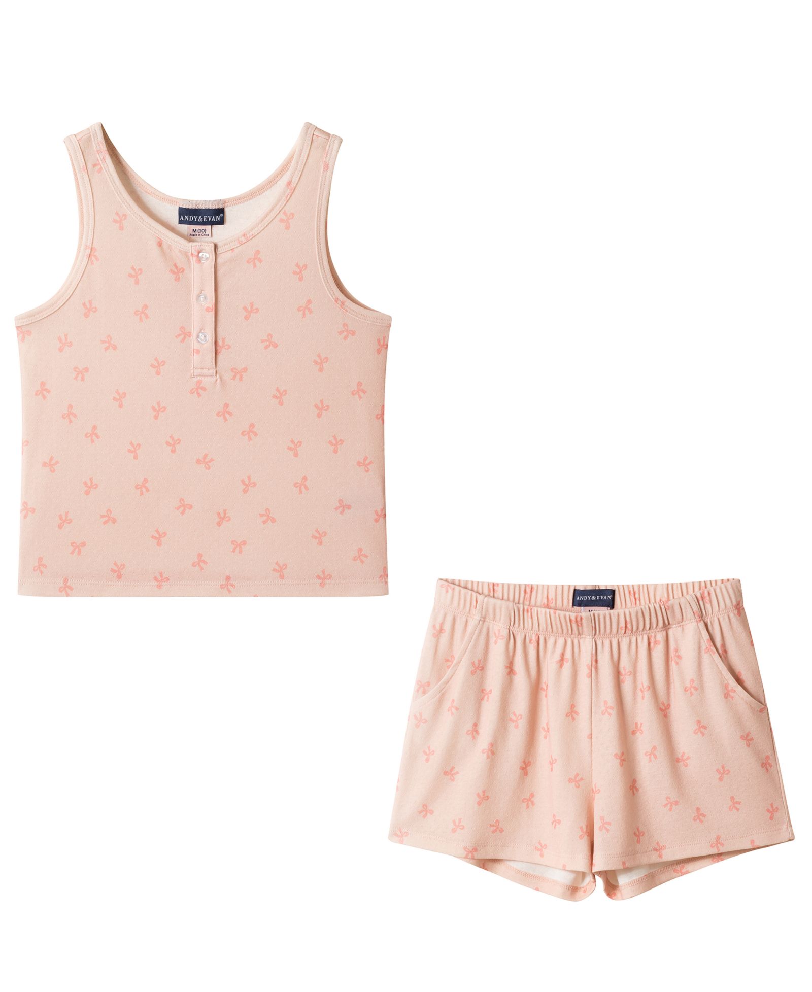 Детский комплект из топа и шорт Andy & Evan Girls' 6-16 Henley Tank & Short, 2-Piece Pajama Set