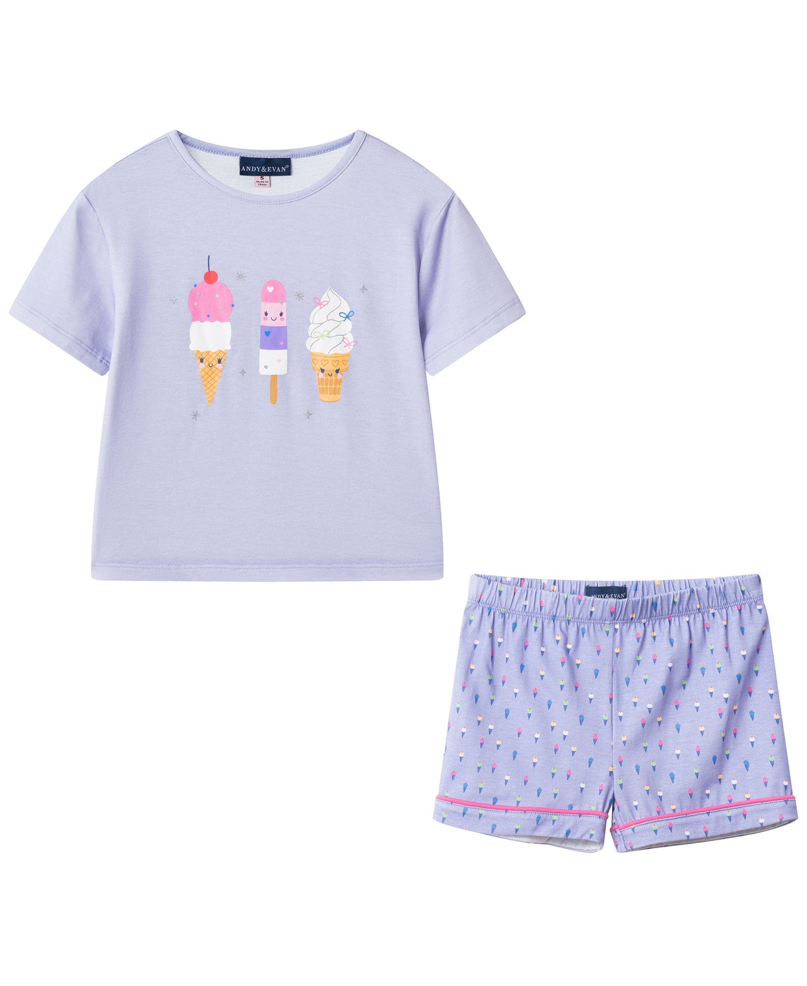 Andy & Evan Girls' 2T-4T Short-Sleeve T-Shirt and Shorts Pajama Set