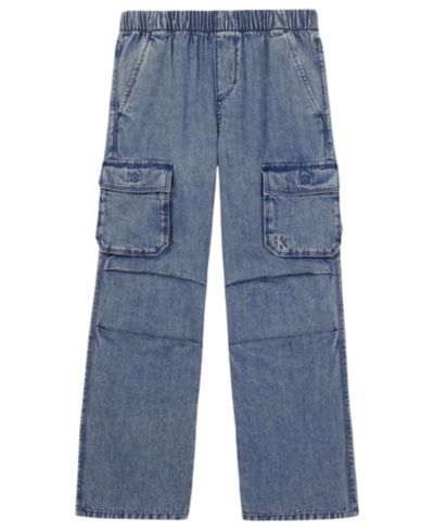 Calvin Klein Girls' 7-16 Denim Pull-On Cargo Pants