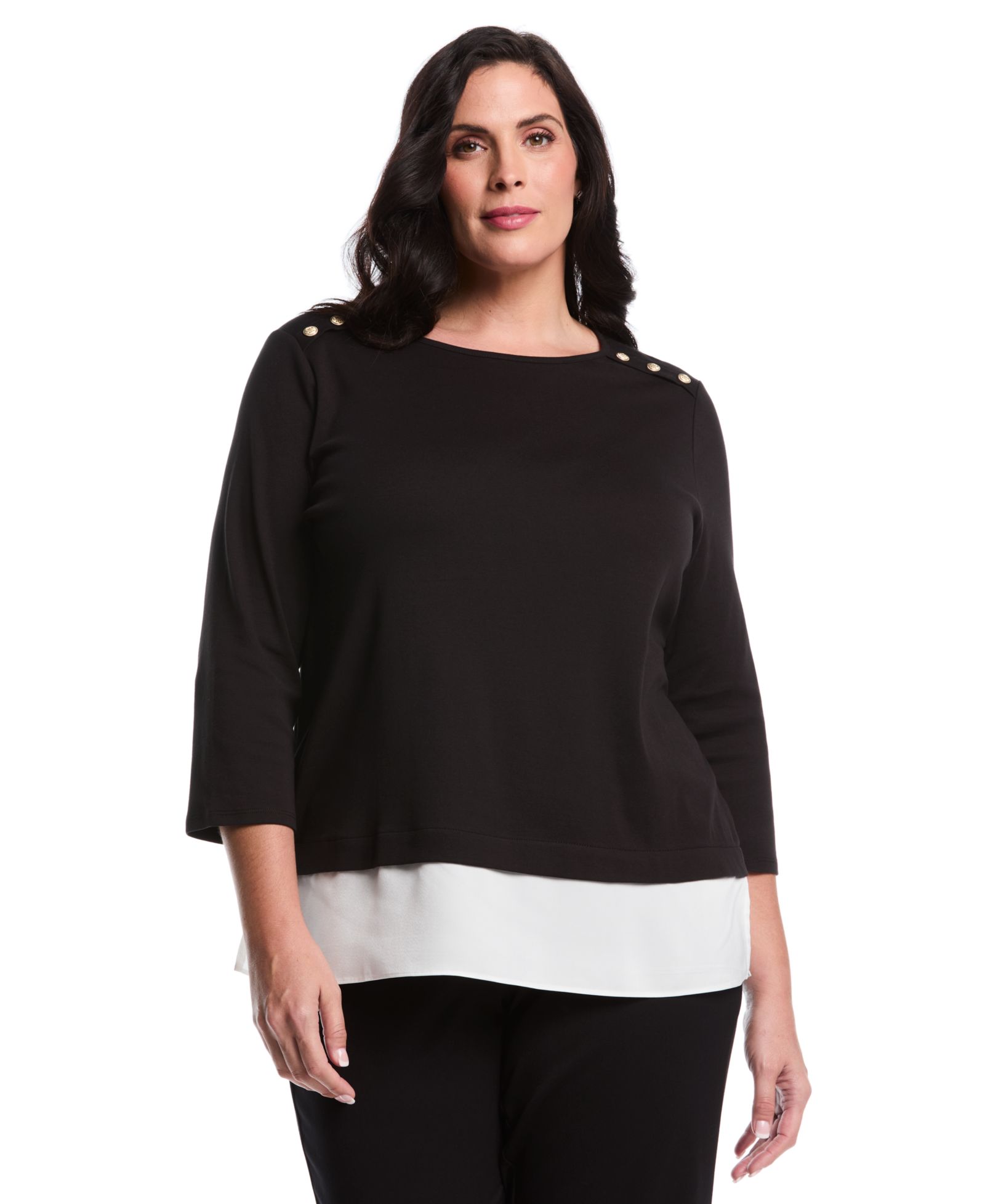 Rafaella Plus Size топ с многослойным дизайном и рукавом 3/4