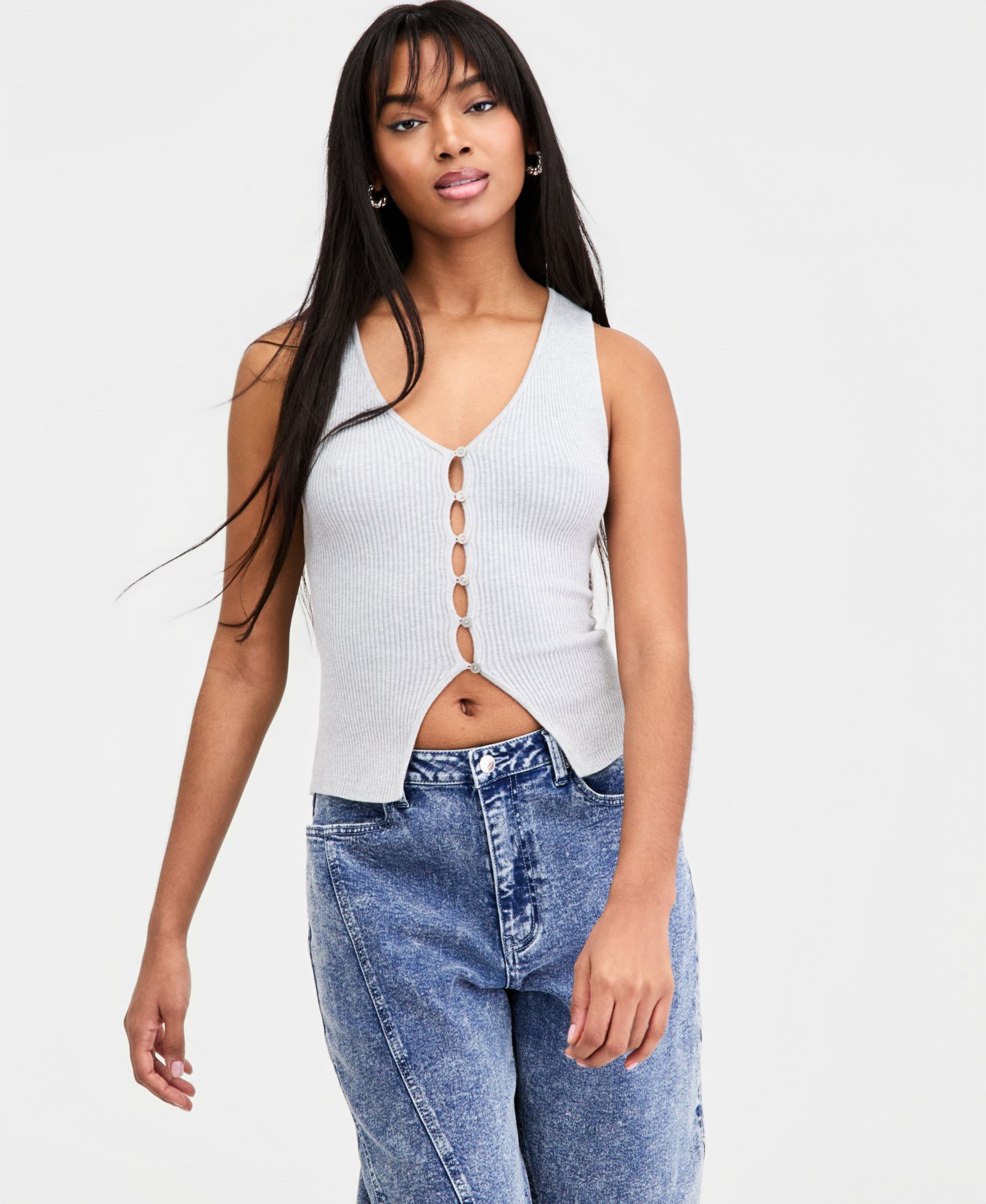 Bar III Women's Ribbed Button-Front Top, Macy's Exclusive