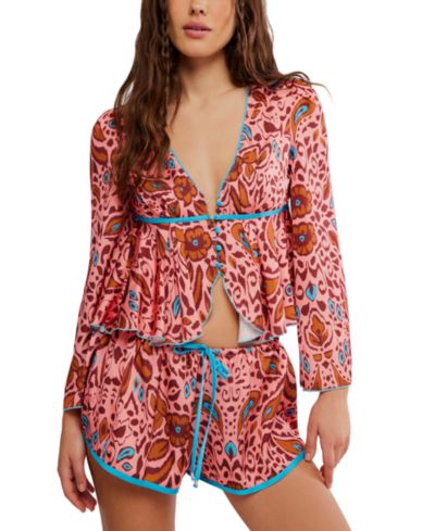 Free People Women's Bed to Brunch V-Neck Top and Shorts, 2-Piece Set
