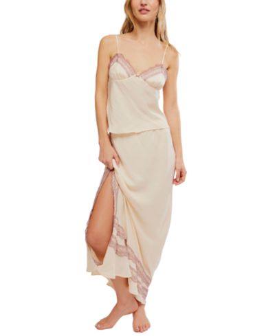 Free People Женский комплект из топа с V-образным вырезом и юбки с кружевом, 2 части