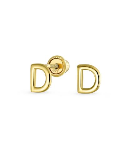 Bling Jewelry серьги-гвоздики с буквами из 14K золота ABC