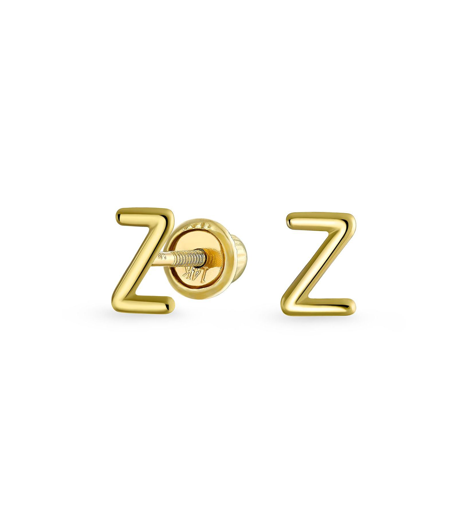 Bling Jewelry серьги-гвоздики с буквами из 14K золота ABC