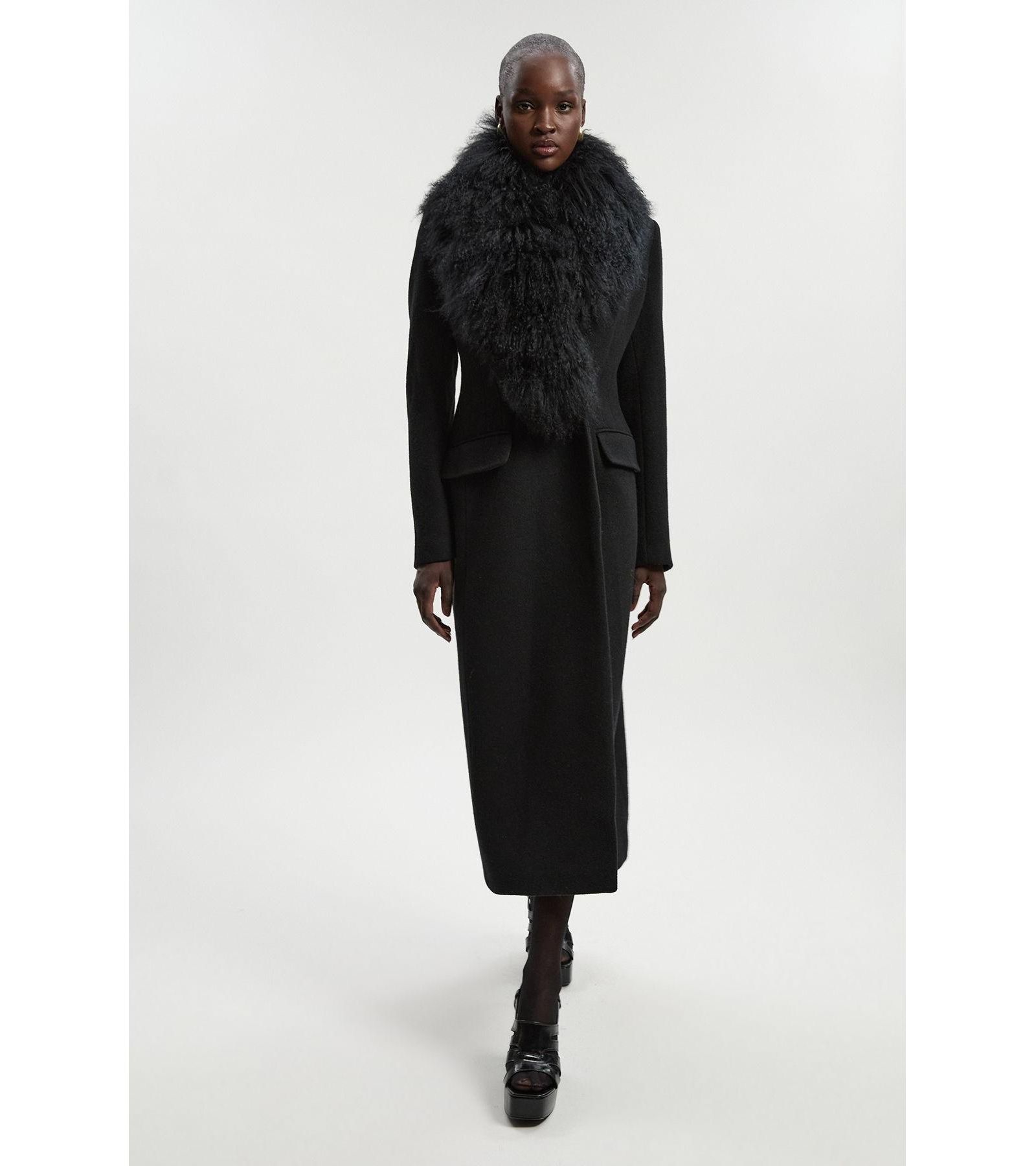 Женское миди-пальто Karen Millen Wool Detachable Collar