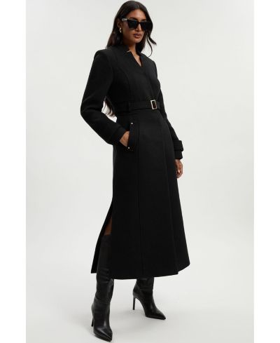 Пальто Karen Millen Women's Wool Notch Neck Belted Maxi