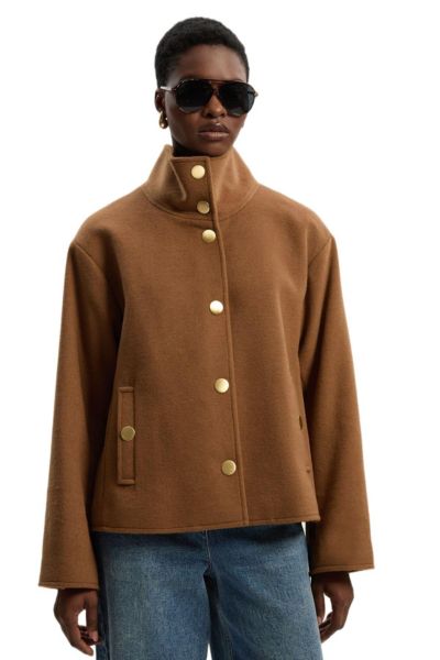 Karen Millen Women's Brushed Wool Funnel Neck Tailored Coat
