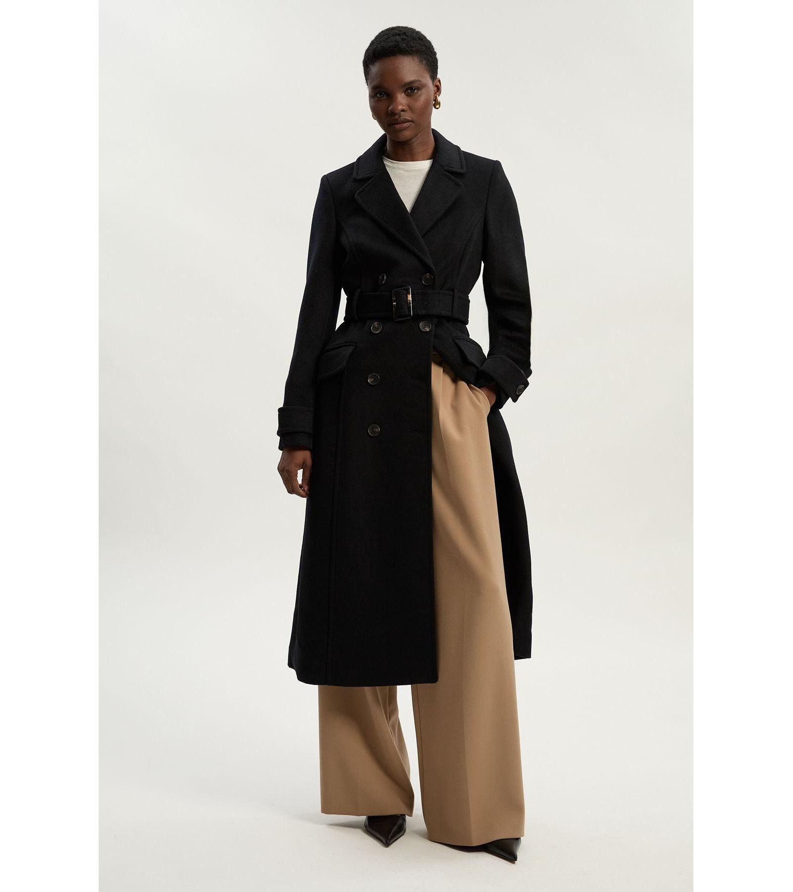 Karen Millen Women's Wool Blend Belted Midi Coat