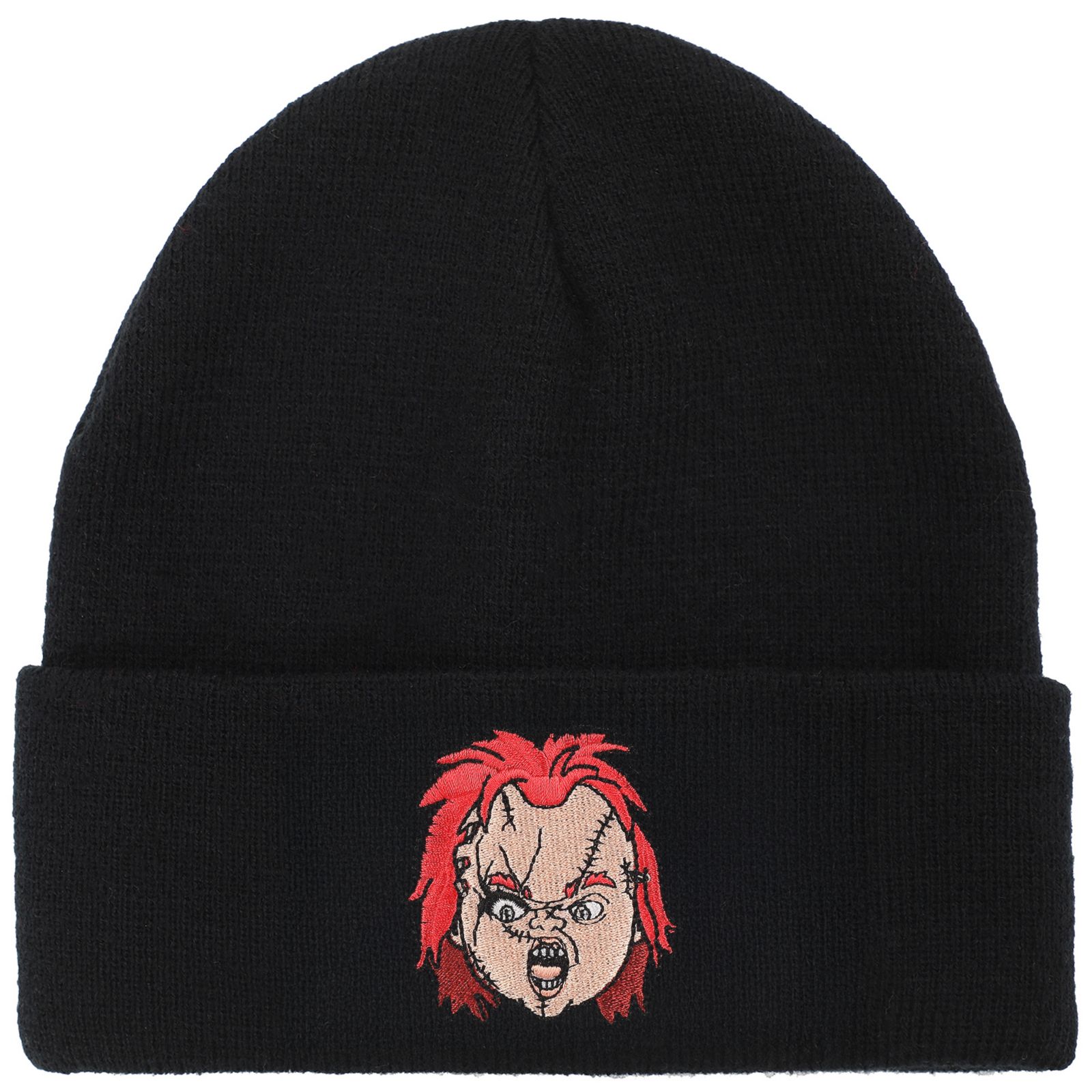 Chucky Men's Embroidery Black Acrylic Knit Standard Cuff Beanie