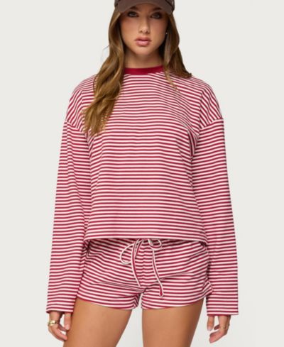 Edikted Женская футболка Jainee Striped с длинным рукавом