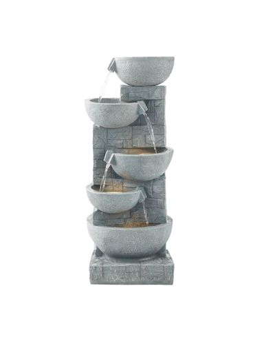 Slickblue Outdoor 5-Tier Bowl-Shaped Water Fountain for Garden or Patio