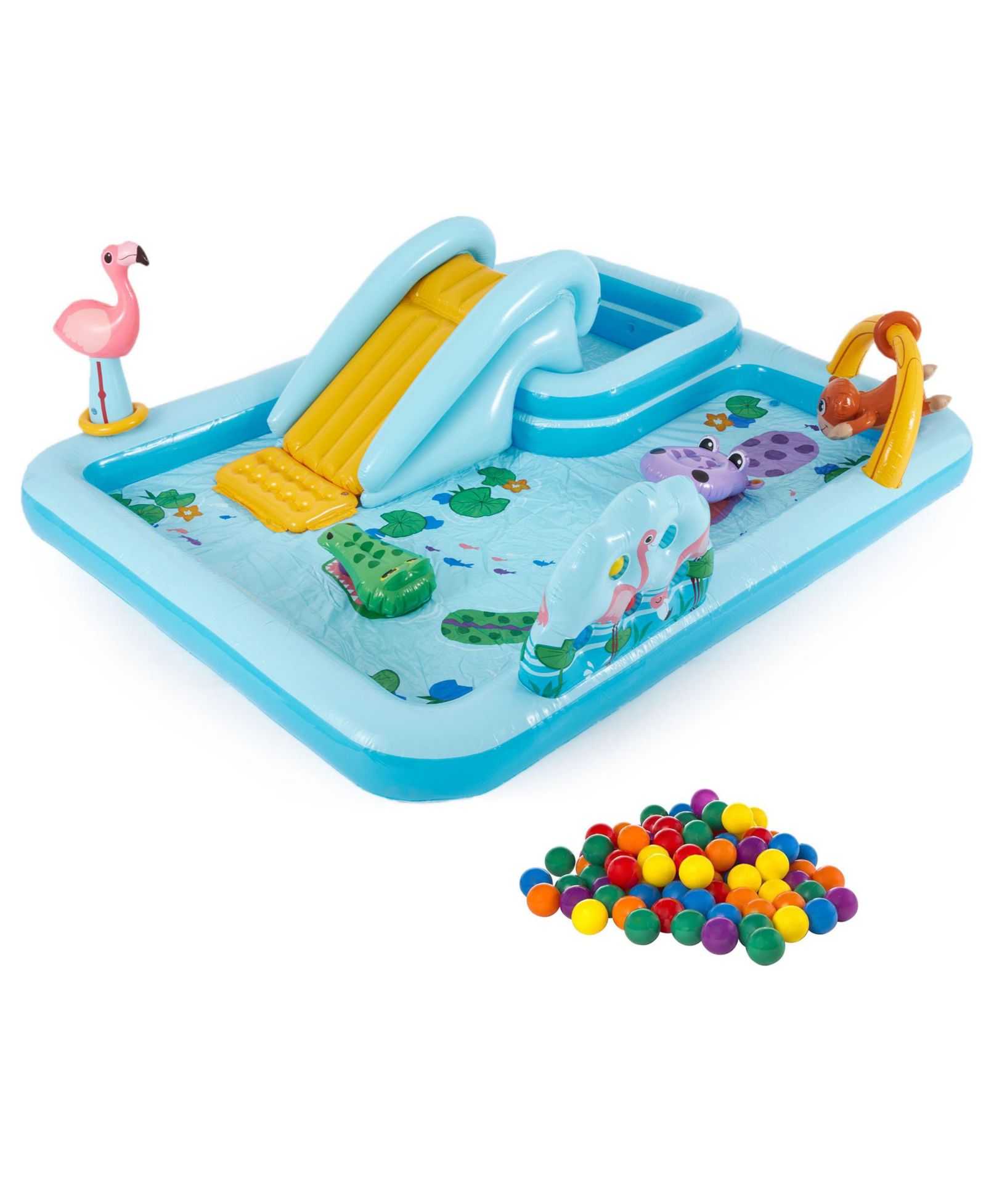 Надувной игровой центр Intex Jungle Adventure и набор пластиковых шариков, 100 шт