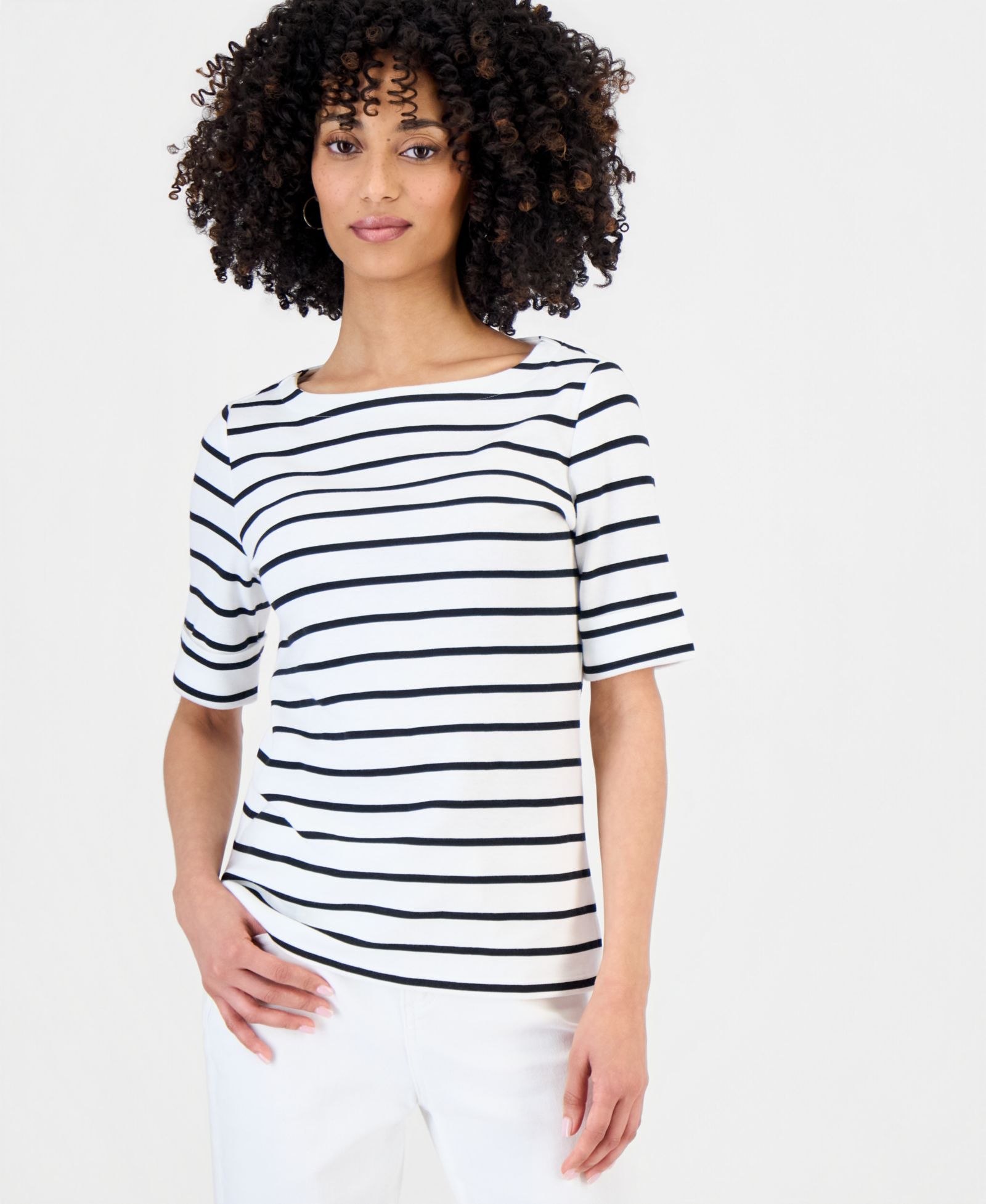 Женский топ Style & Co Petite Boat-Neck Elbow-Sleeve
