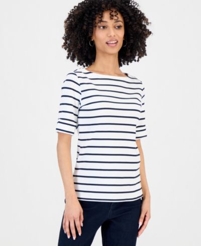Женский топ Style & Co Petite Boat-Neck Elbow-Sleeve