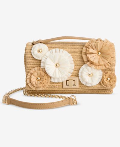I.N.C. International Concepts Mini Ajae 3D Floral Straw Crossbody Handbag, Macy's Exclusive