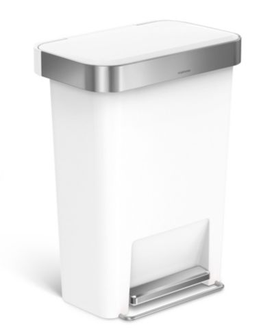 Simplehuman прямоугольный мусорный бак на 45 литров с пластиковым ободком и карманом для пакетов