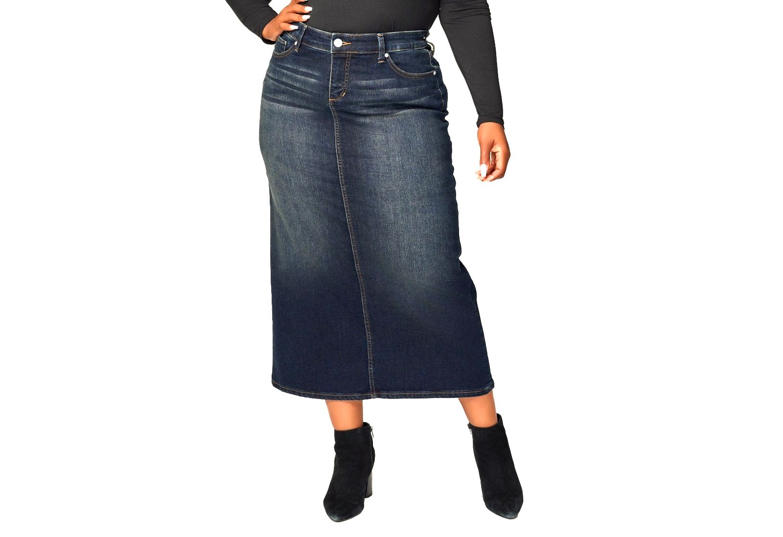 Женская джинсовая макси-юбка SLINK Jeans длиной 37" с боковыми разрезами