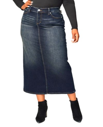 SLINK Jeans Women's Denim Maxi Skirt in 37"length with side vents
