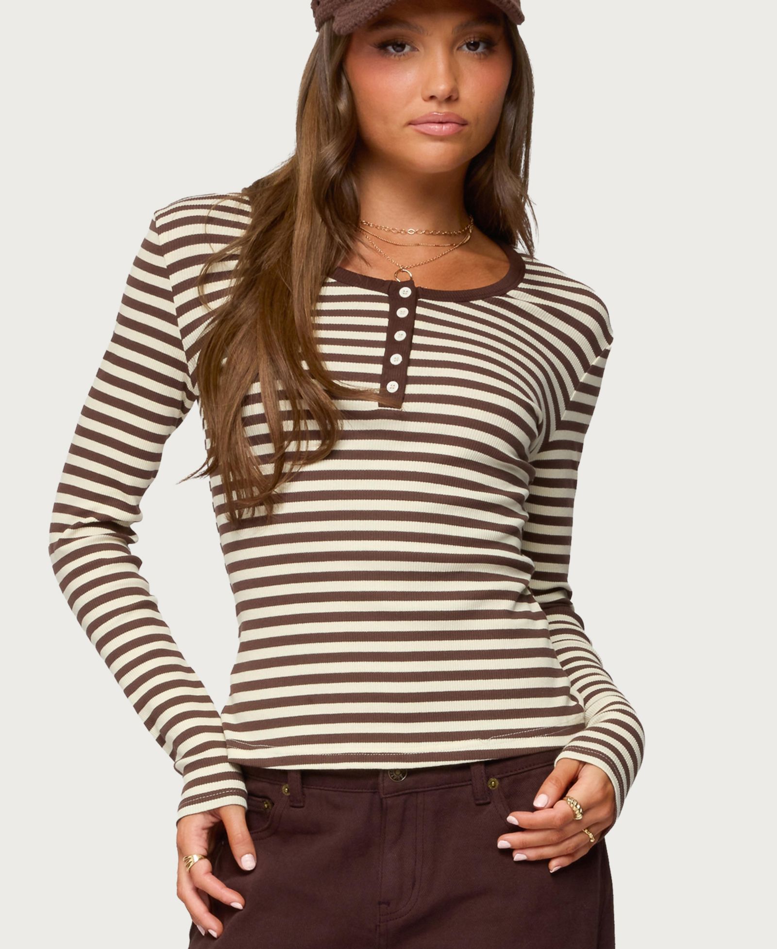 Женский топ Edikted Roma Striped Henley