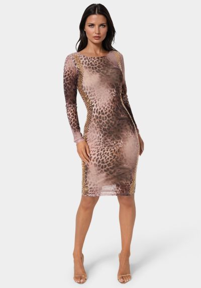 Bebe Women's BodyCon Embellished Knee Length Dress