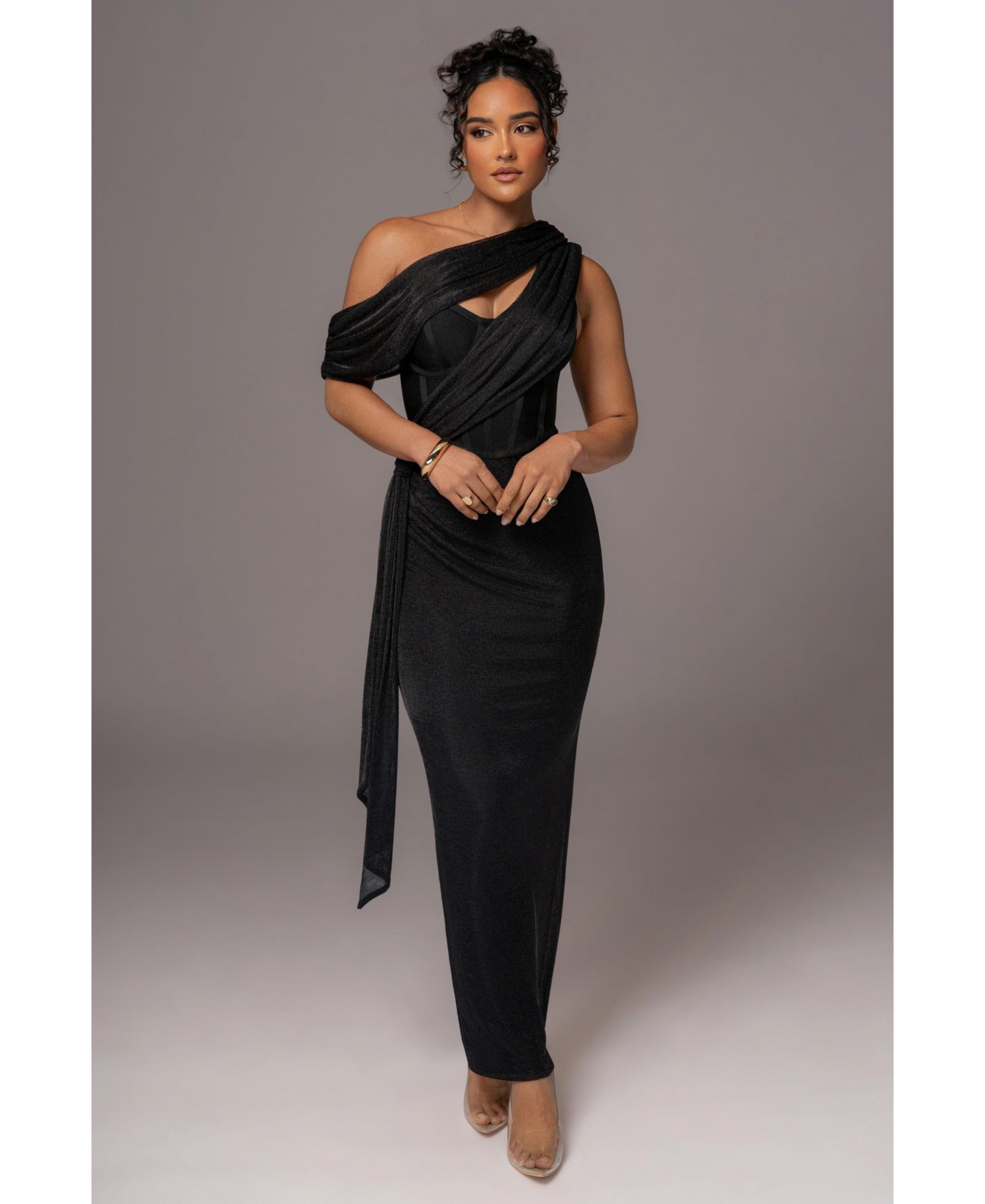 JLUXLABEL Женский Metallic Celestina Draped Maxi Dress